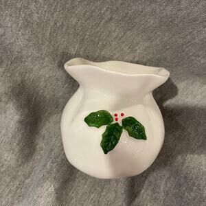 Vtge. Lefton Christmas Holly Leaf Santa Sack Decor